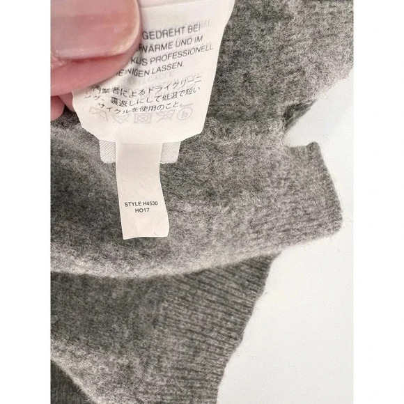 Madewell Fringe-Stripe Pullover 100% Merino Wool Gray Sweater Size MEDIUM EUC - Picture 8 of 8